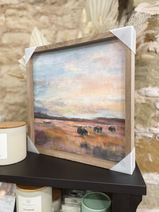 Buffalo Under Big Sky Framed Box Sign