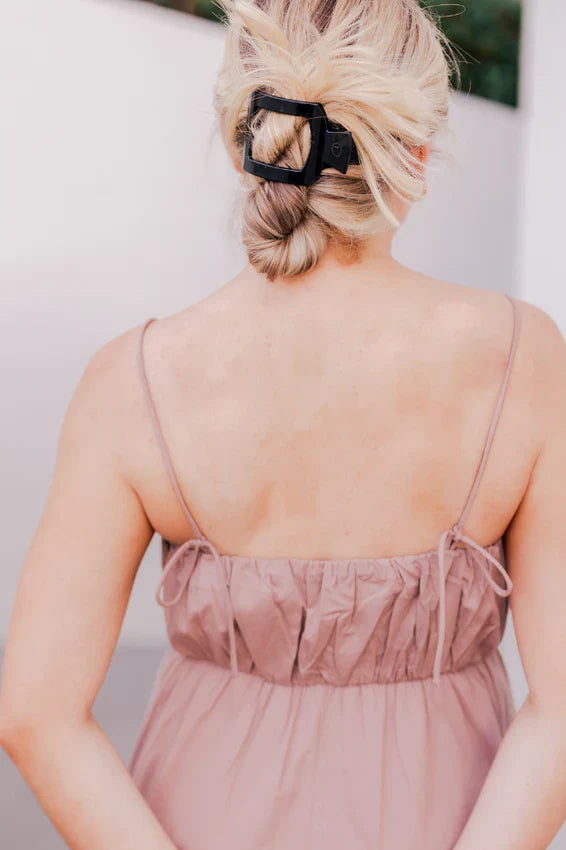 Jet Black Flat Hair Clip