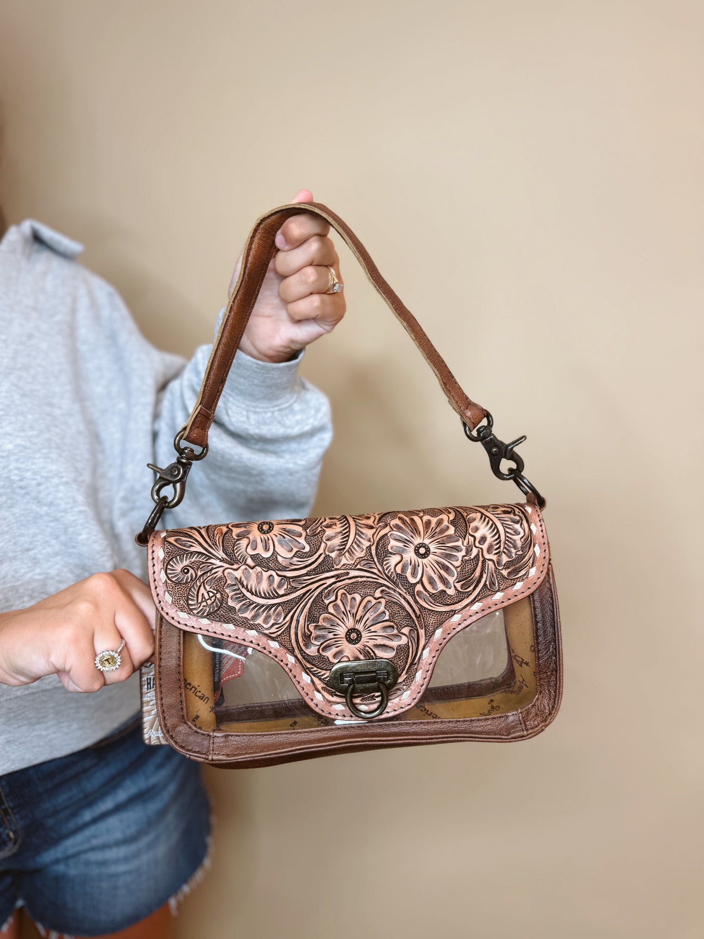 The Birdie See Through Leather Purse