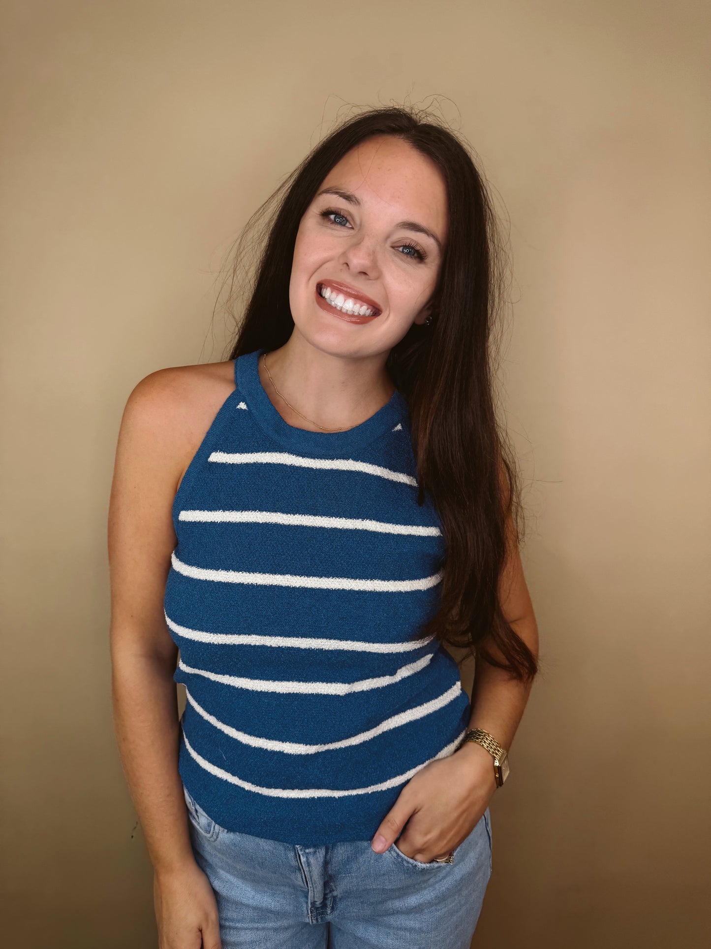 The Coastal Stripes Sweater Tank