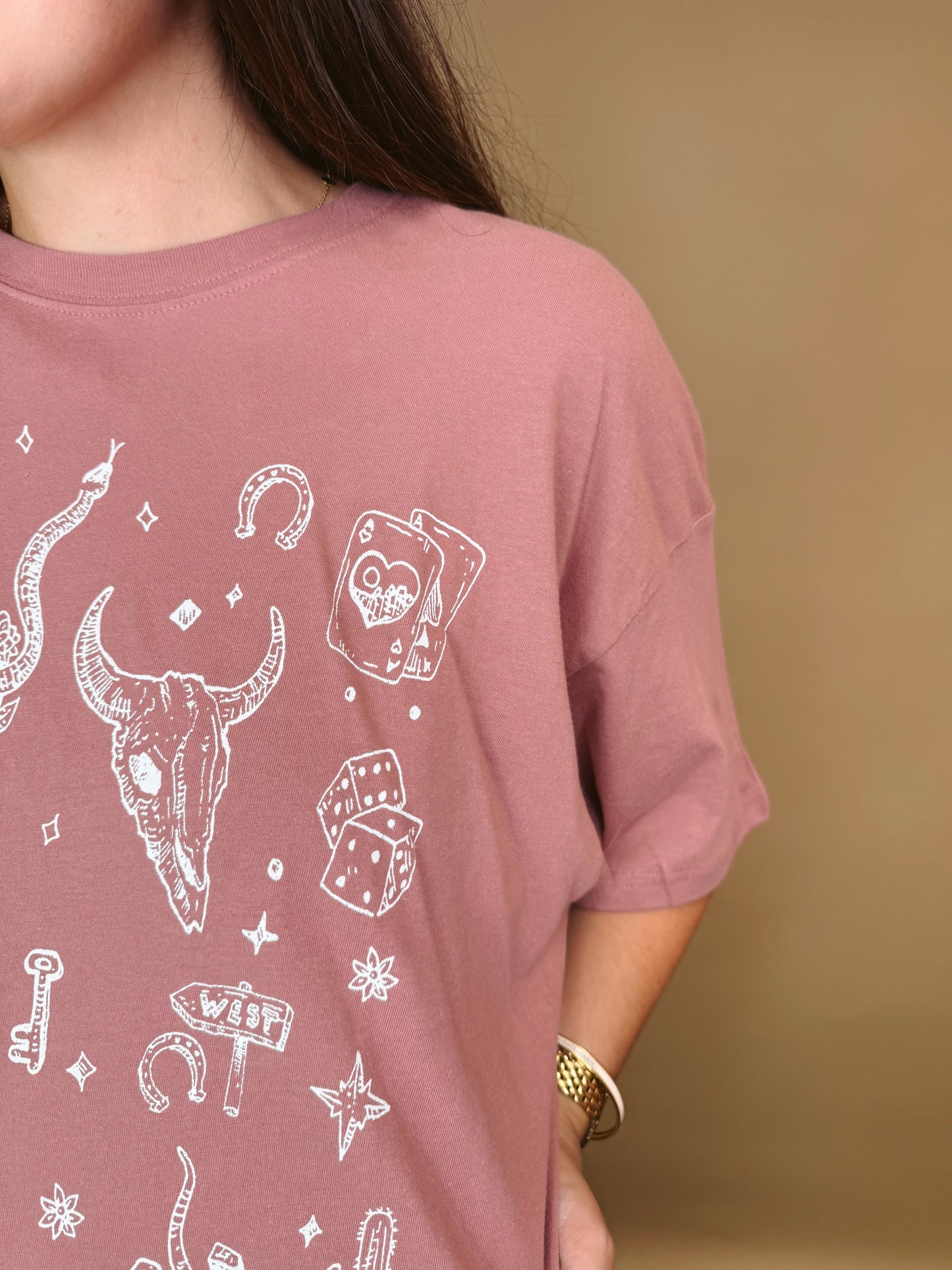 Wild Western Mauve Crop Tee