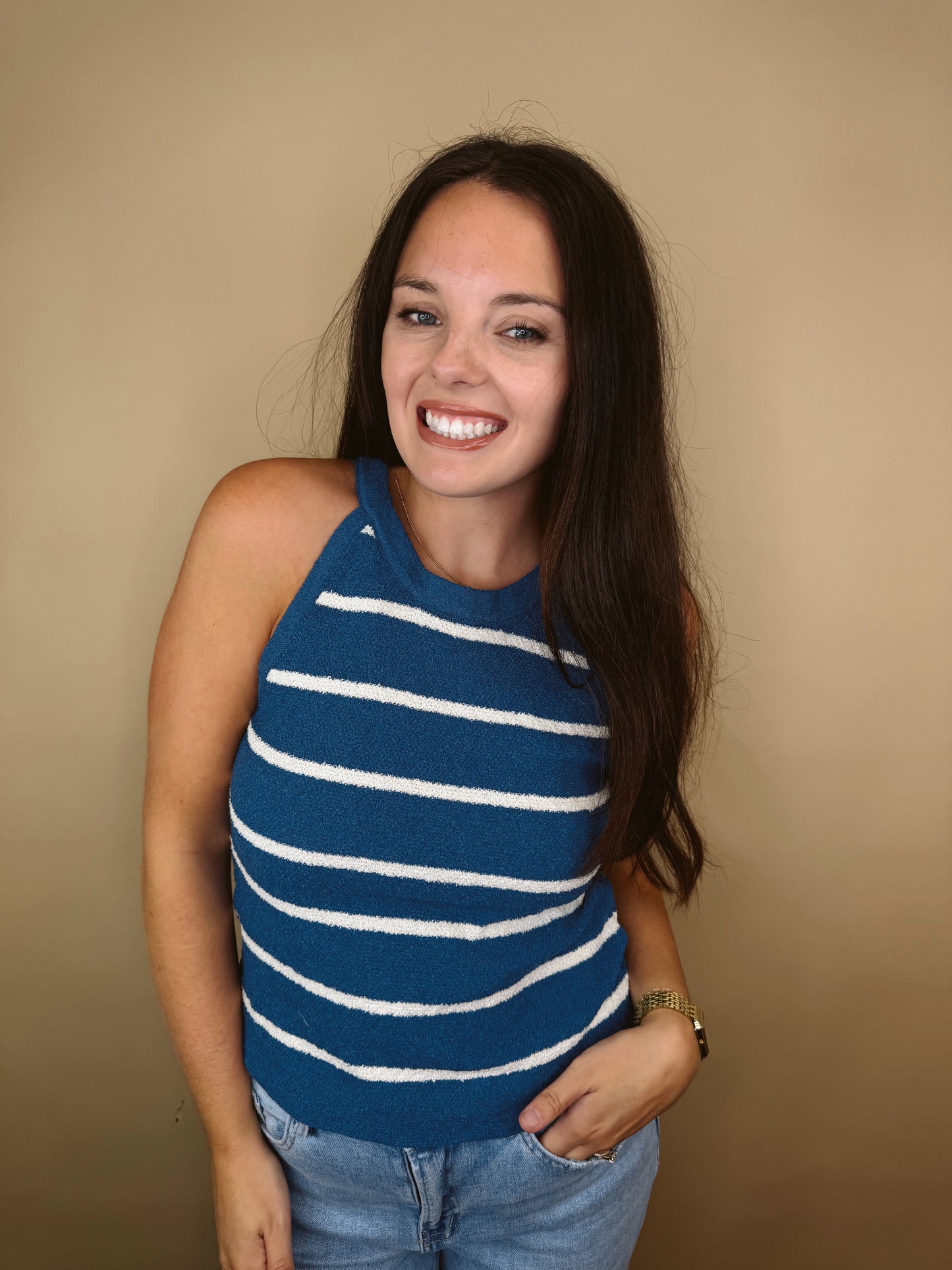 The Coastal Stripes Sweater Tank