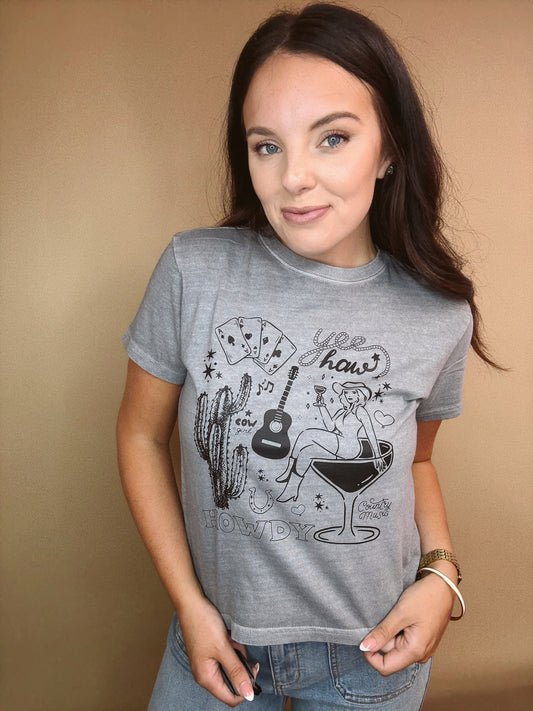 Western Martini Girl Baby Doll Tee