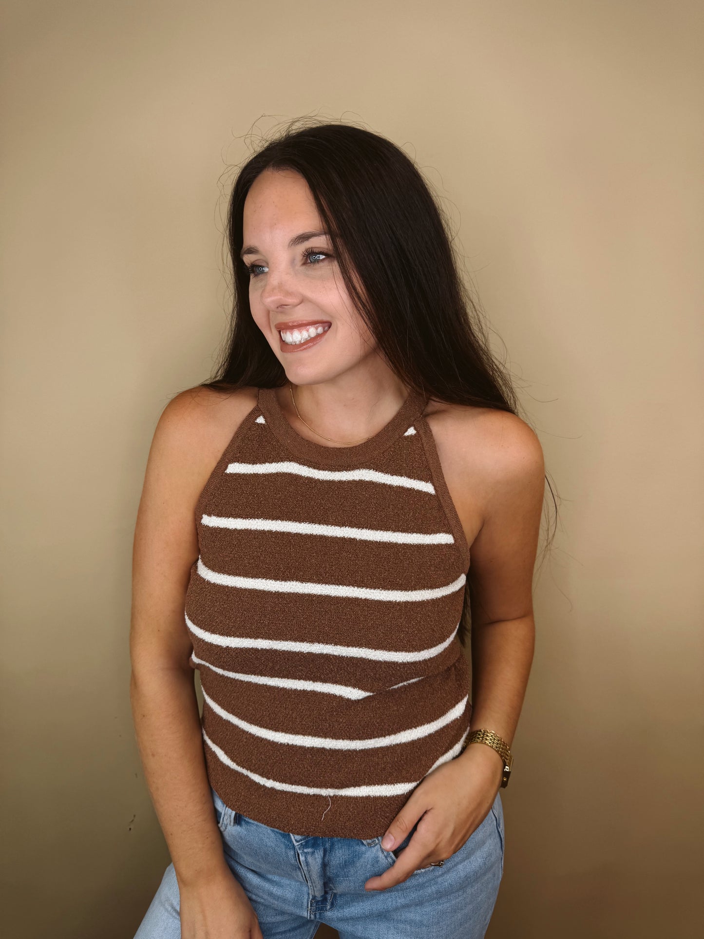 The Coastal Stripes Sweater Tank