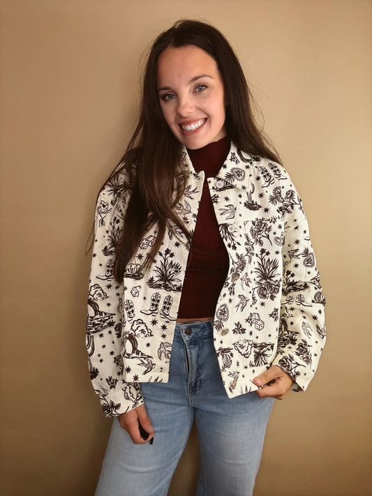 Cards On The Table Western Denim Jacket