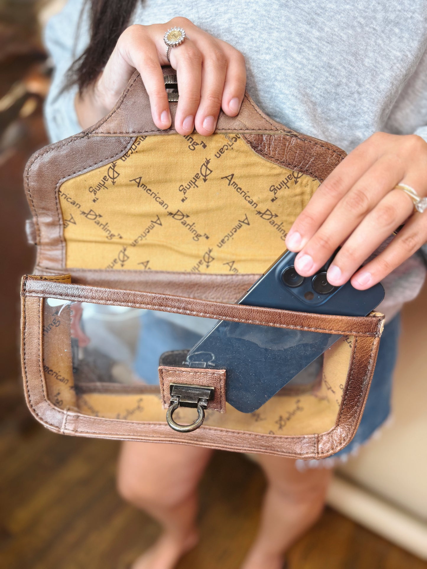 The Birdie See Through Leather Purse