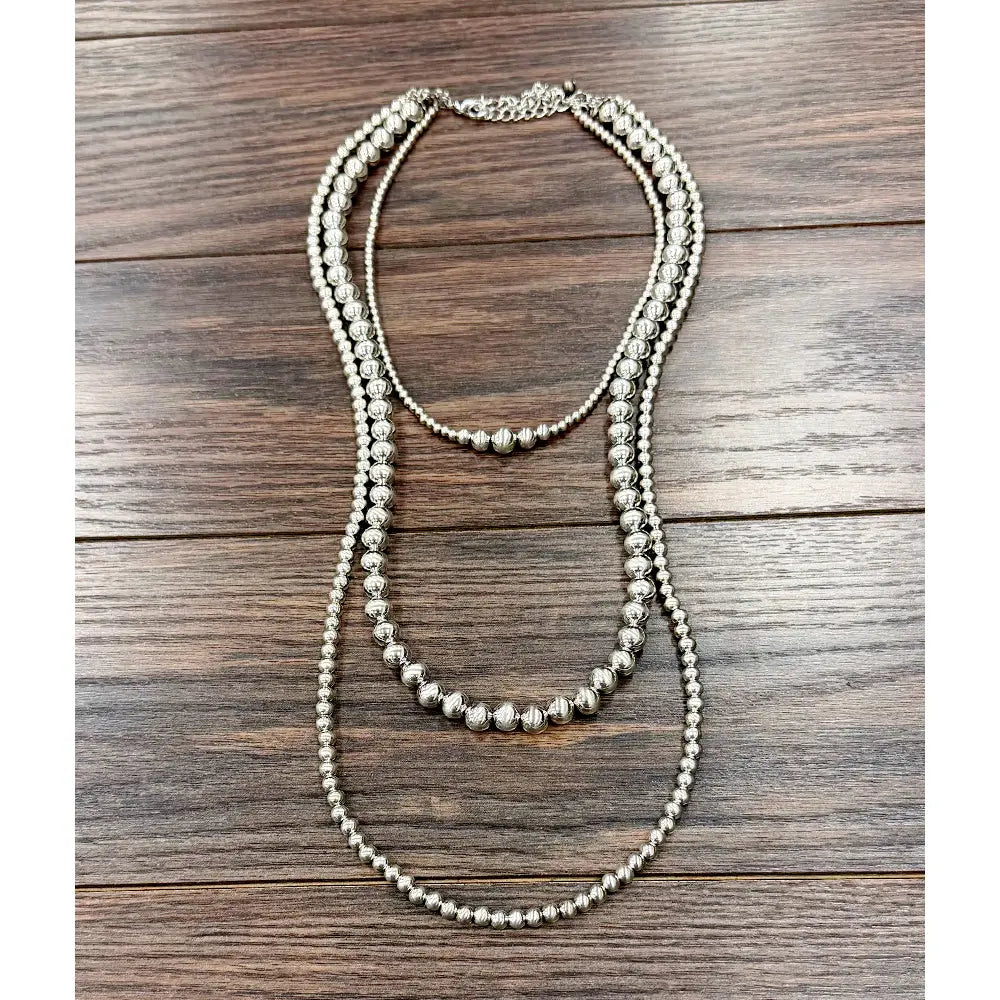 Gemma Silver Bead Strand Necklace