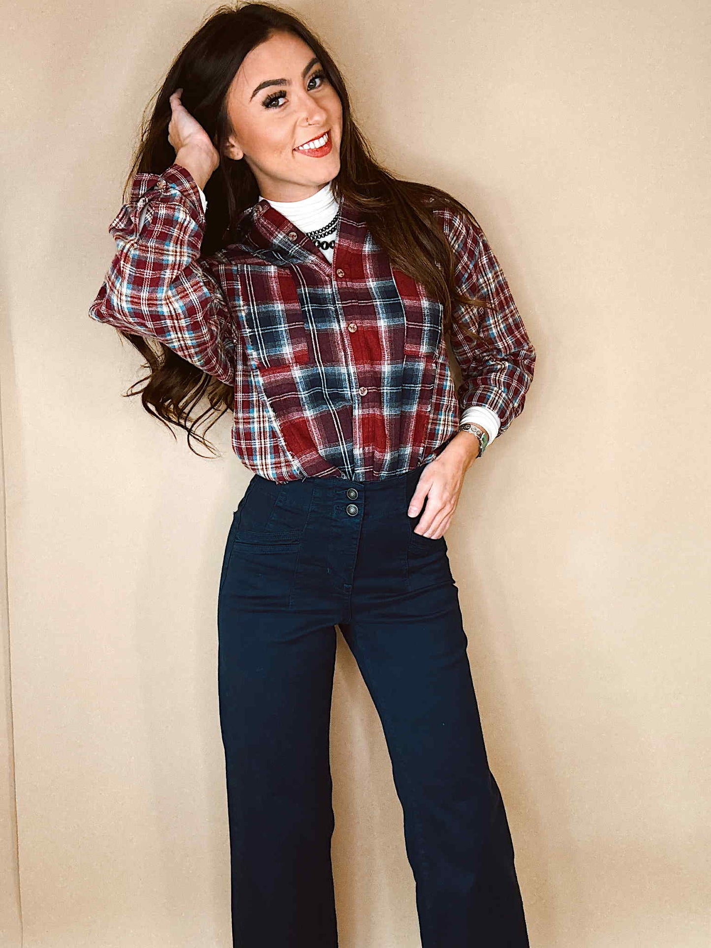 The Chelsea Oversized Flannel Top