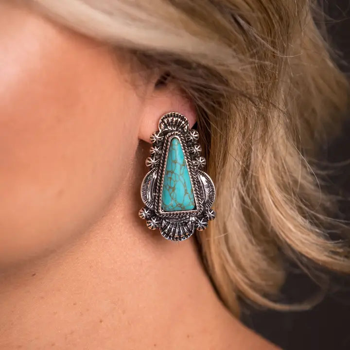 Turquoise Triangle Post Earrings