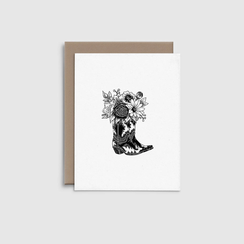 Cowboy Boots With Flowers Card