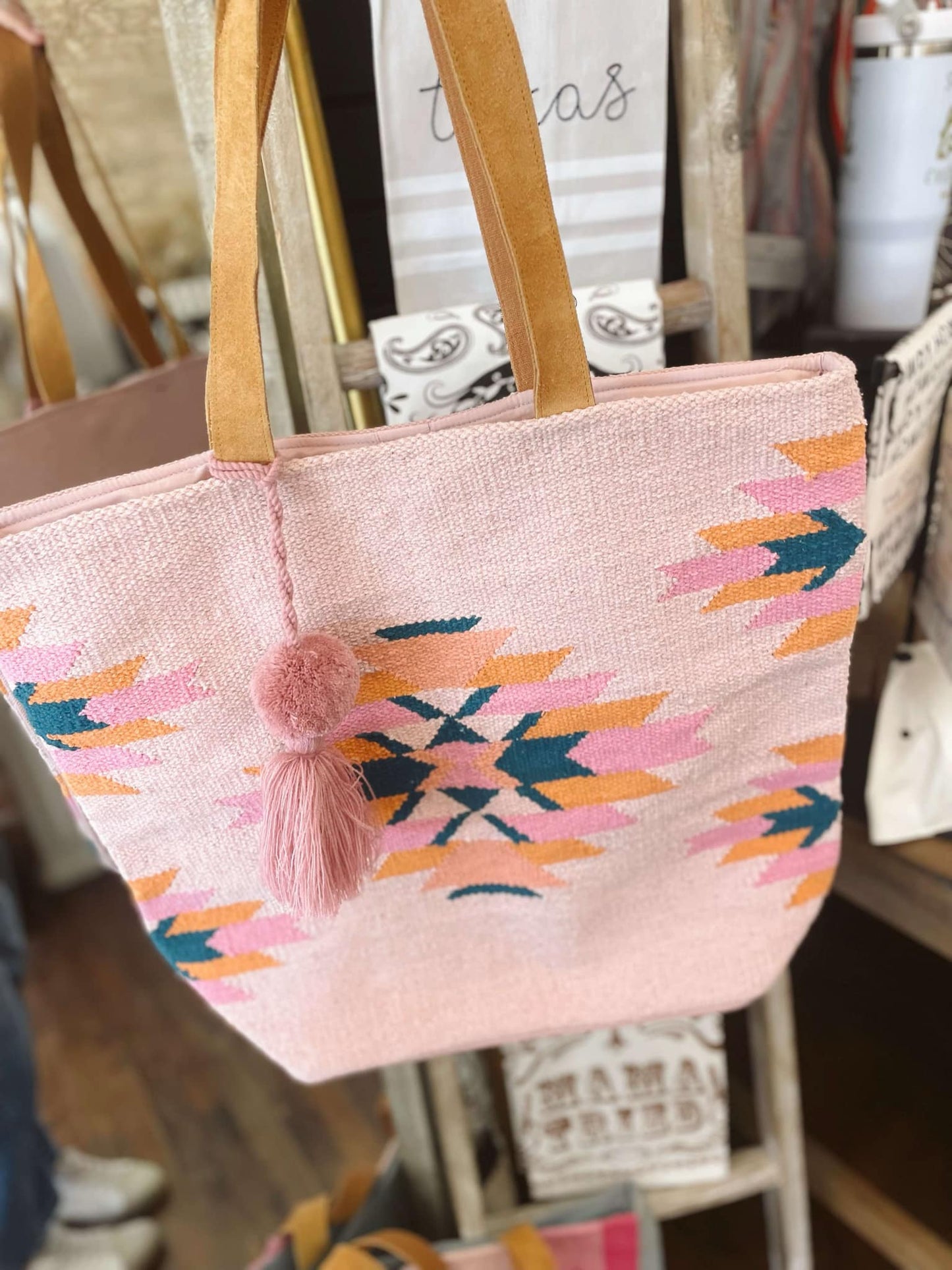 Pink, Teal & Orange Aztec Tote