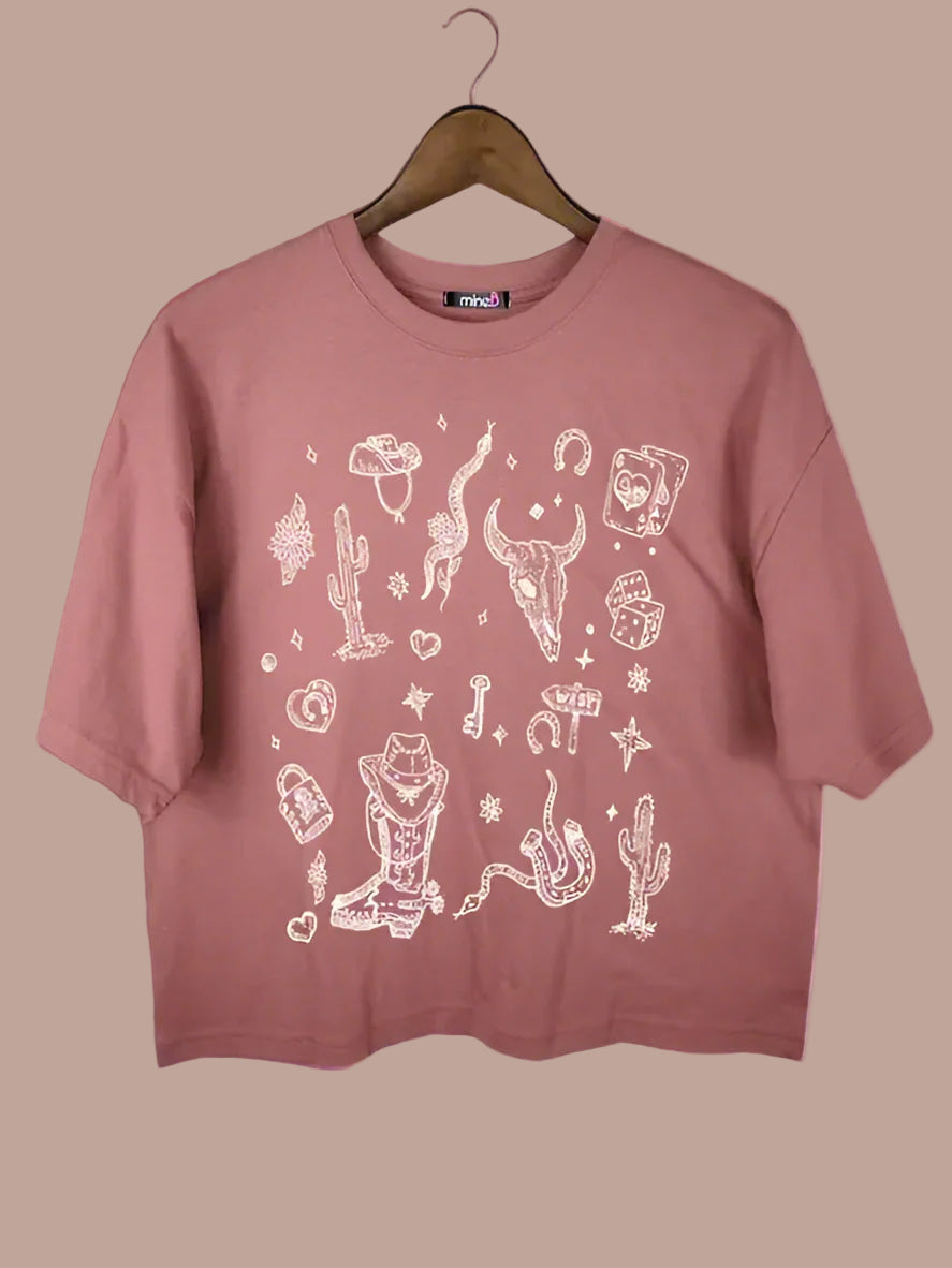 Wild Western Mauve Crop Tee