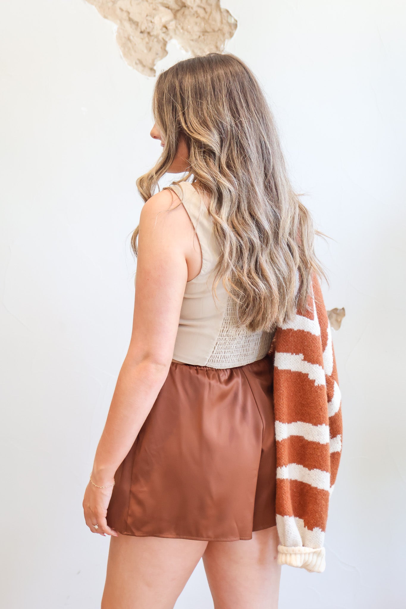 Cognac Satin Lined Shorts