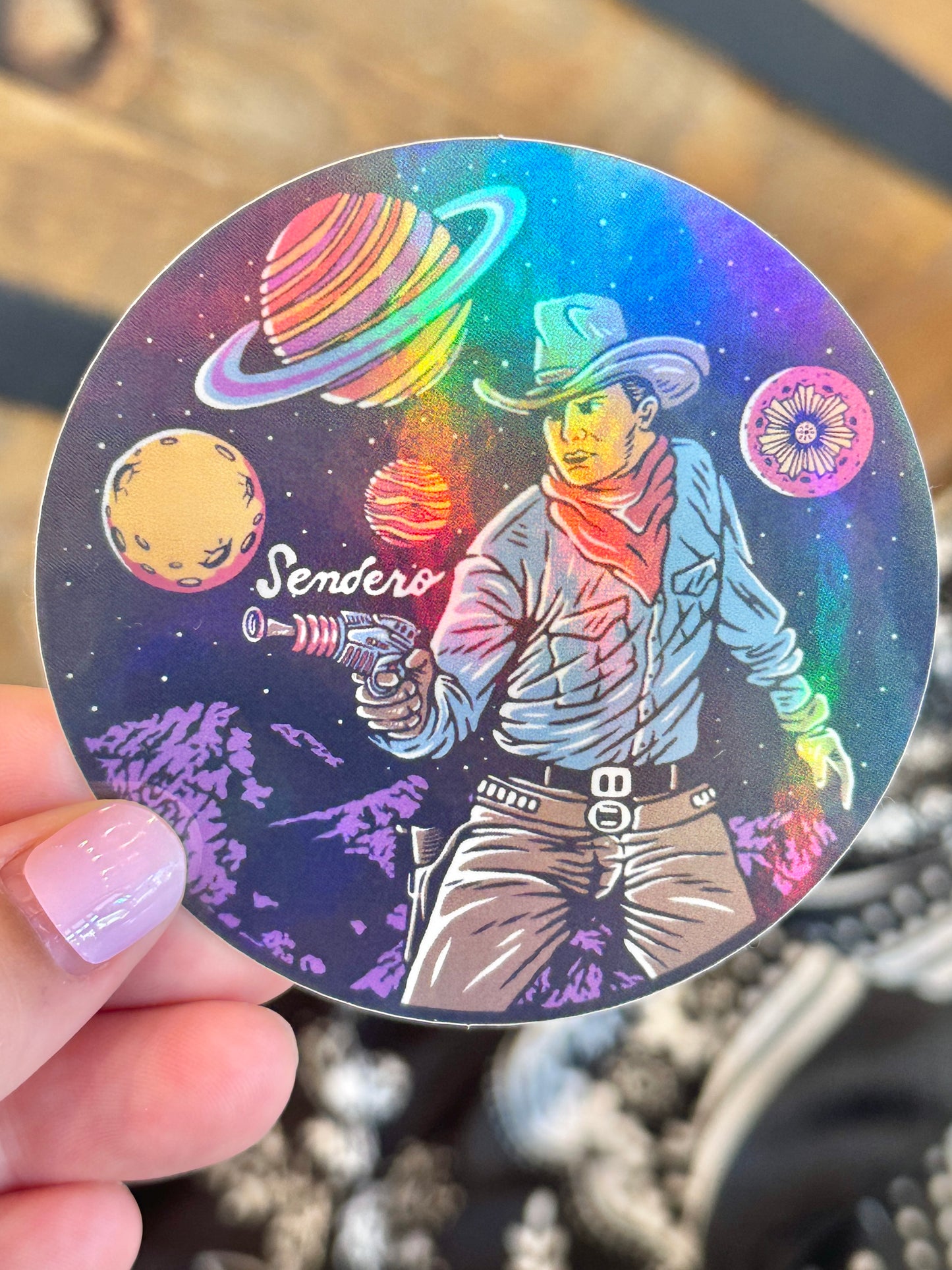 Cosmic Cowboy Sticker - Holographic Edition