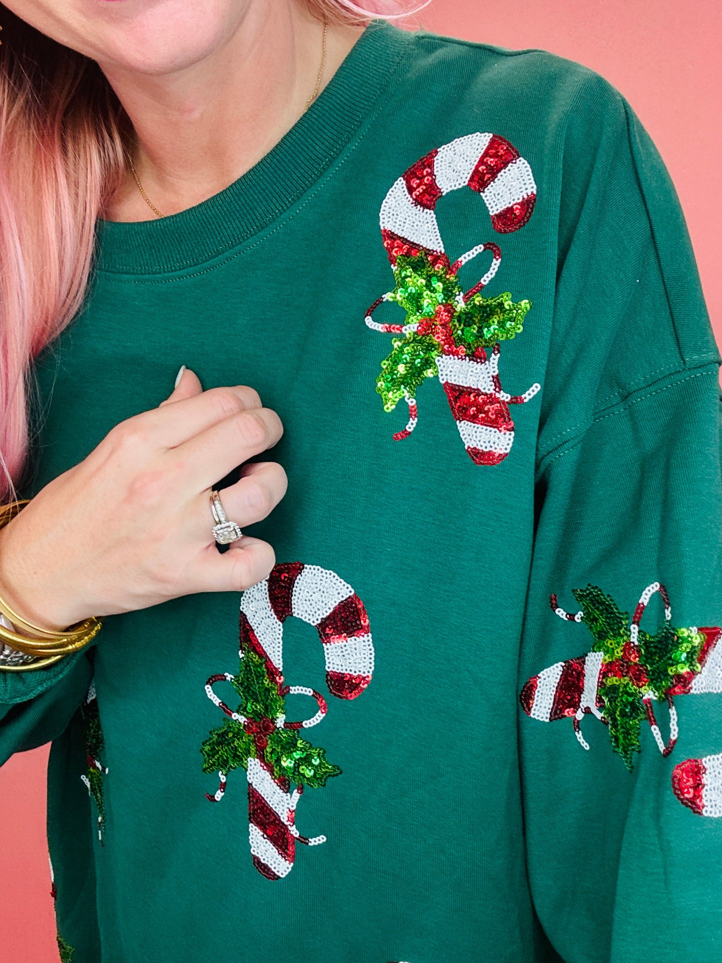 Candy Cane You Not Sequin Christmas Sweater