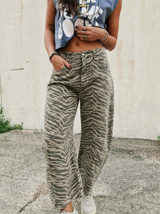 Zebra Babe Barrel Jeans