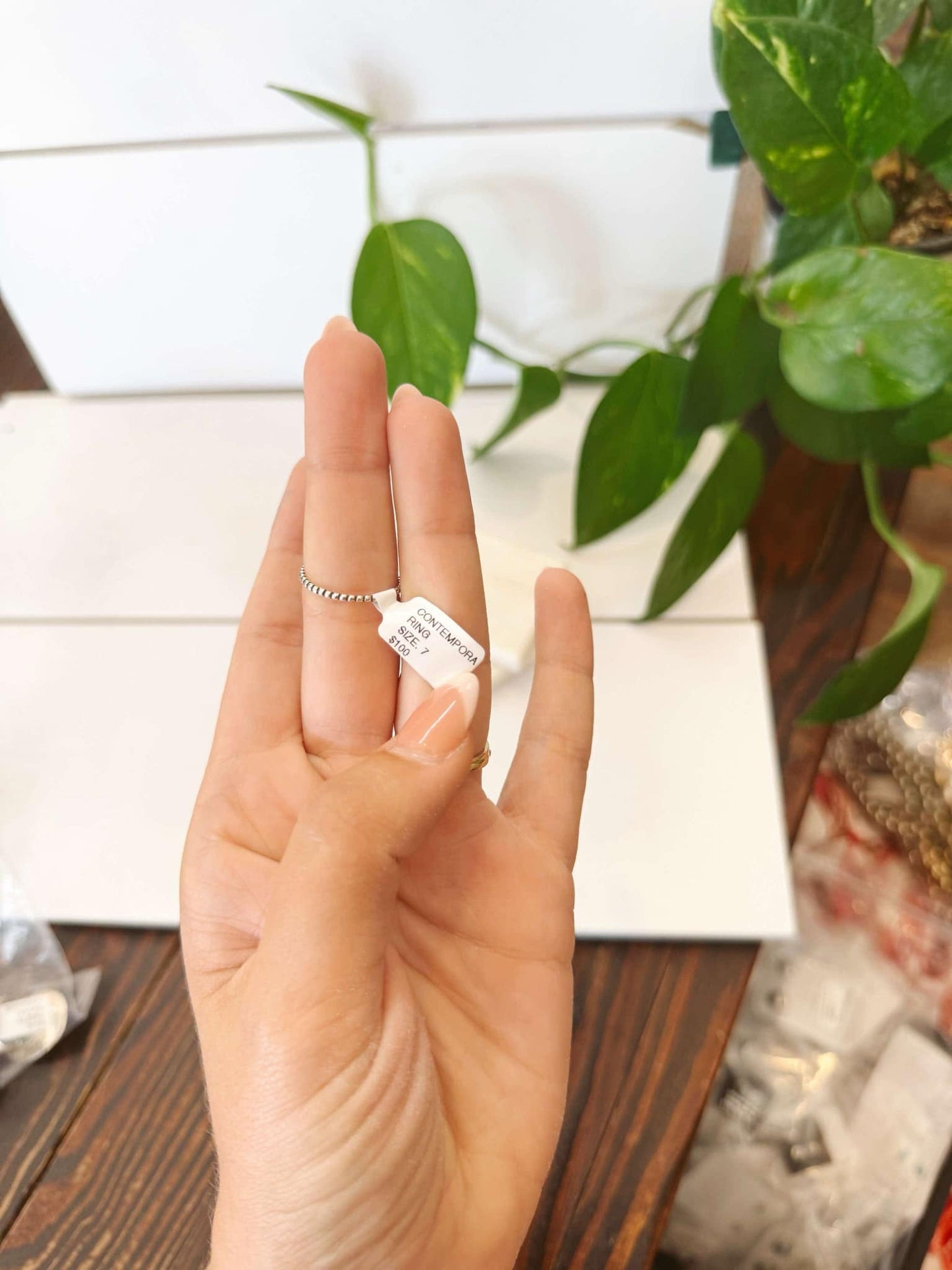 Authentic Esther White Circle Stone Ring #331