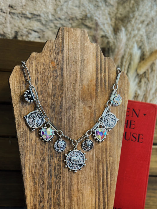 Equestrian Coin Charm Necklace