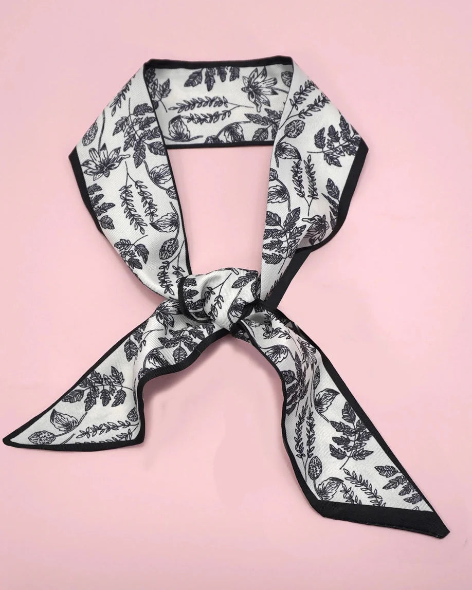 Soft Silky Noir Floral Scarf