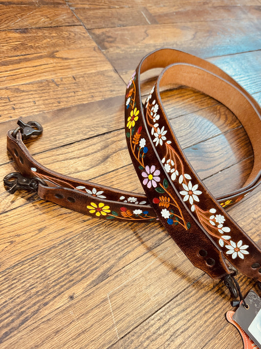 Hand Tooled Genuine Leather Crossbody Handle Strap