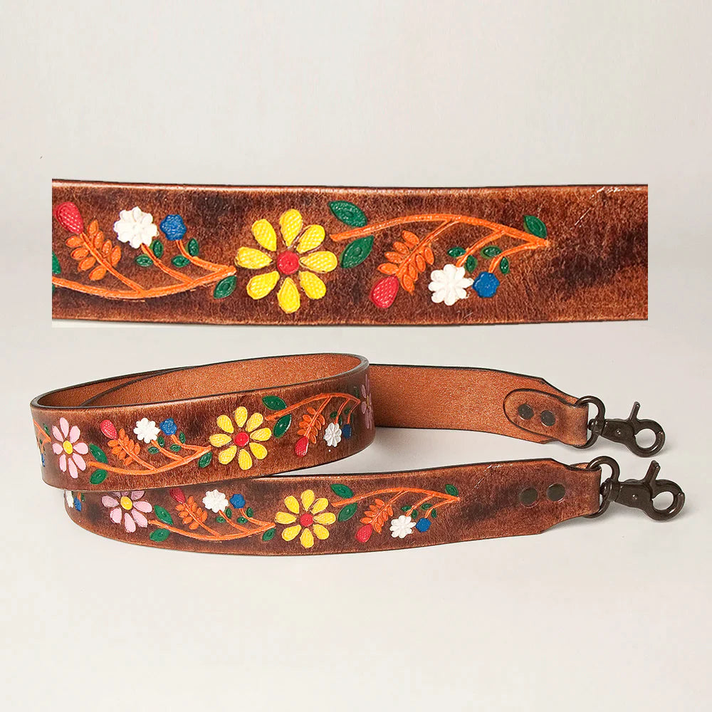 Hand Tooled Genuine Leather Crossbody Handle Strap