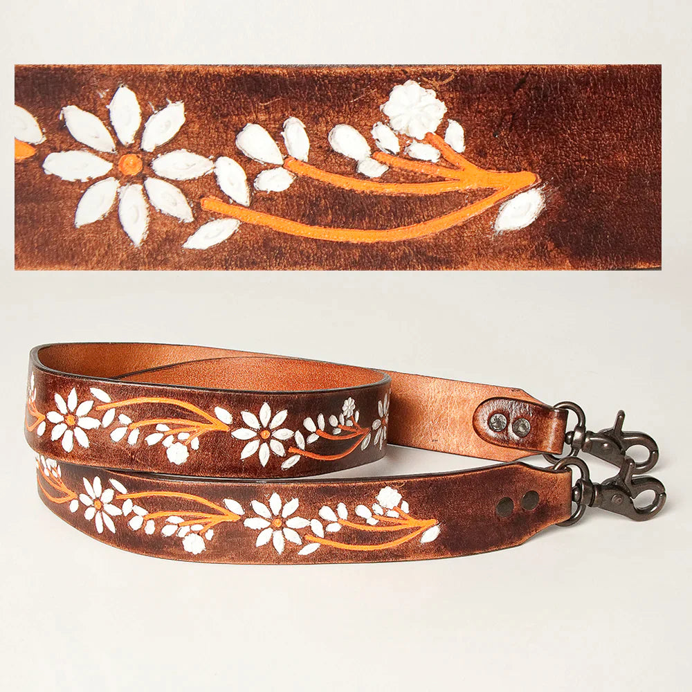 Hand Tooled Genuine Leather Crossbody Handle Strap