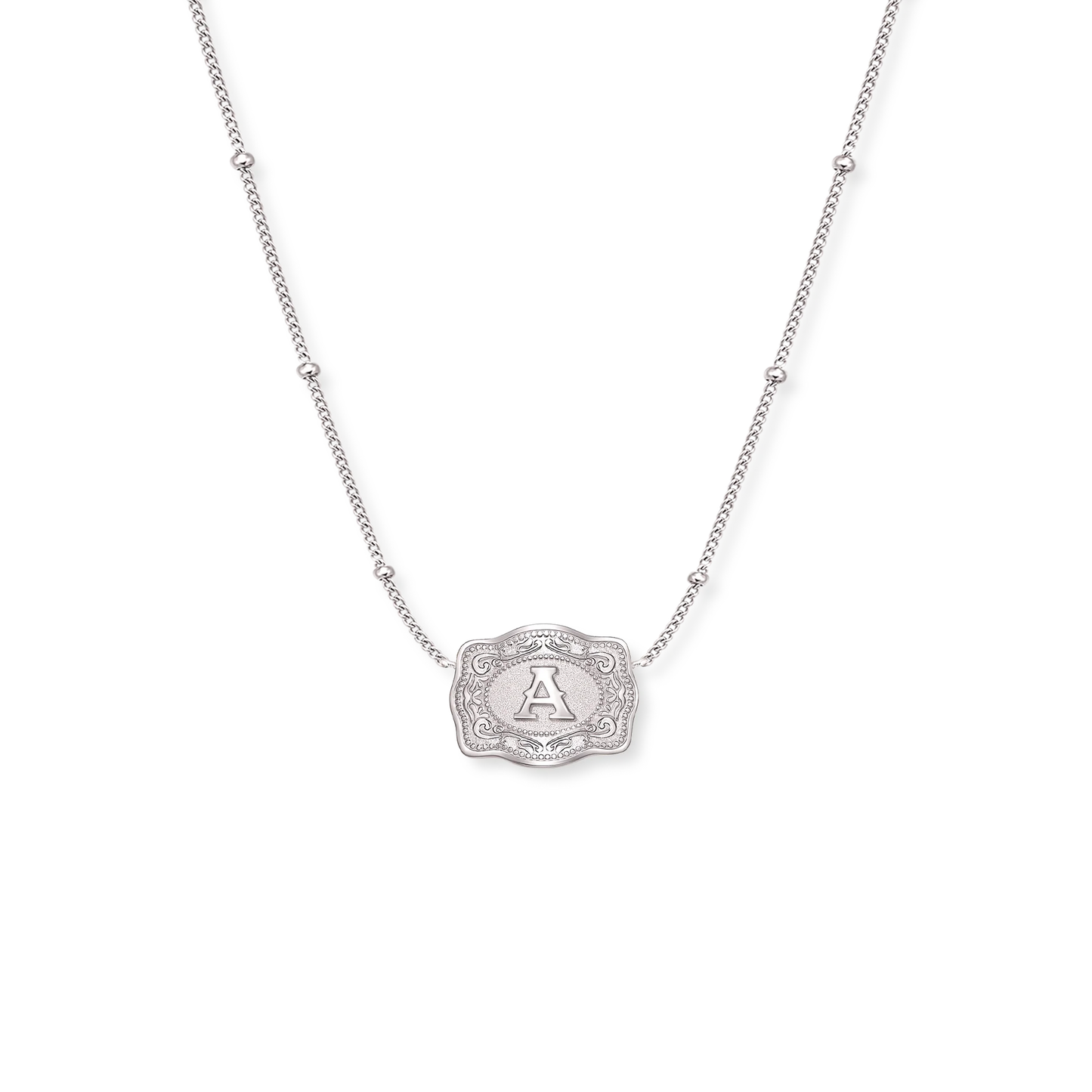 Ultra Mini Belt Buckle Initial Necklace