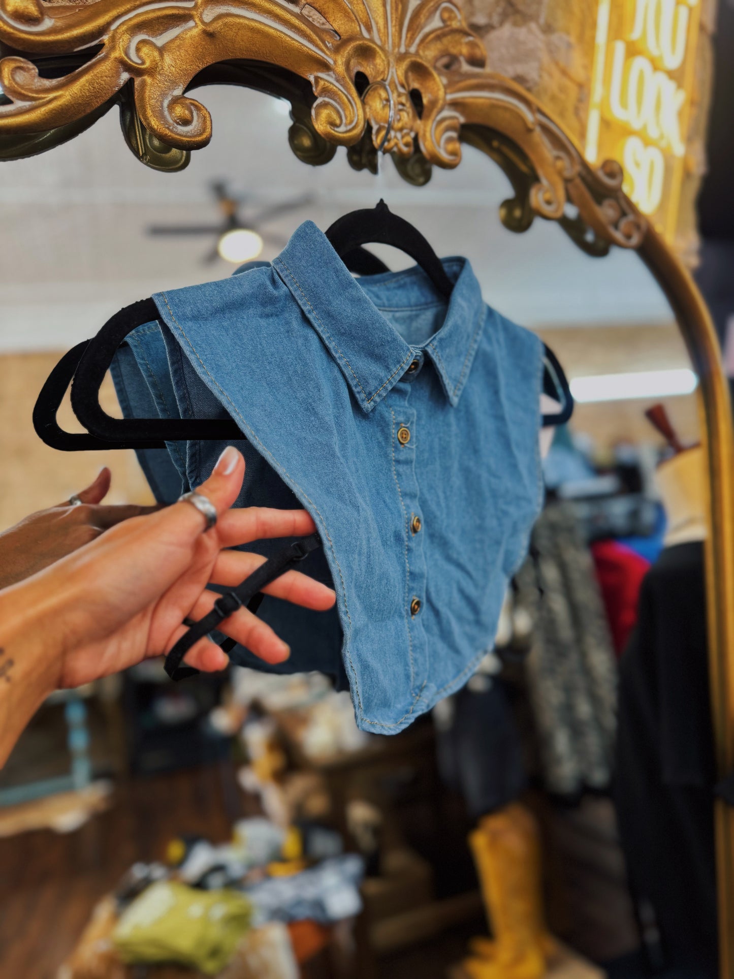 Dark Denim Fake Collar Dickey