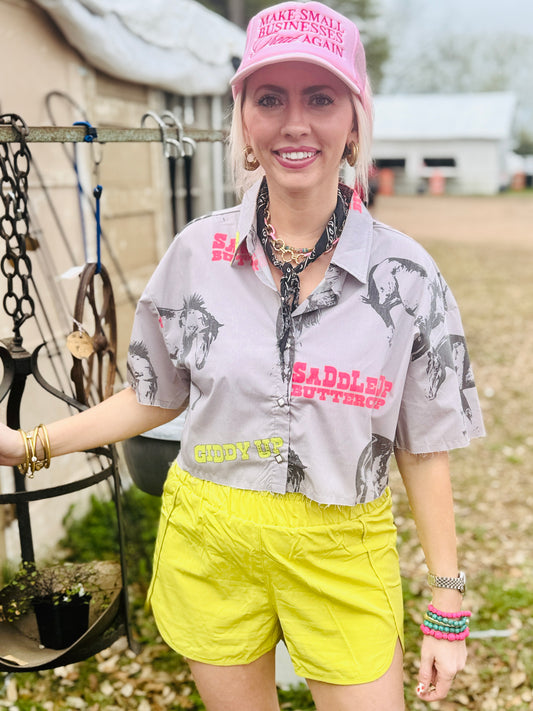 Giddy Up Crop Button Up