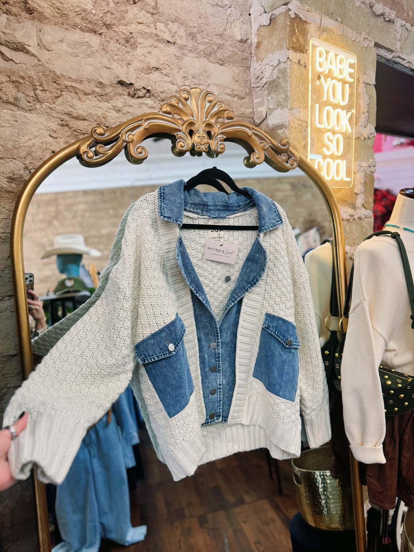 The Cable Knit Denim Trim Jacket