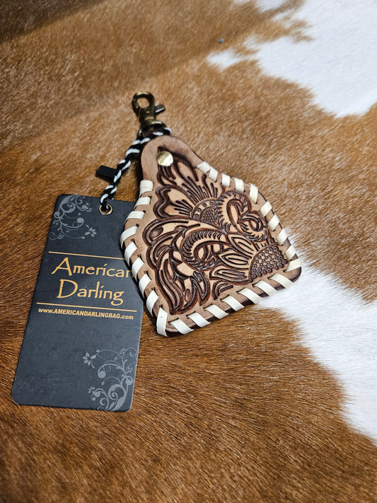 The Reese Hand Tooled Genuine Leather Keyring