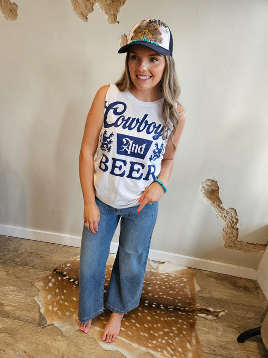 Cowboys and Beer Muscle Tank Top