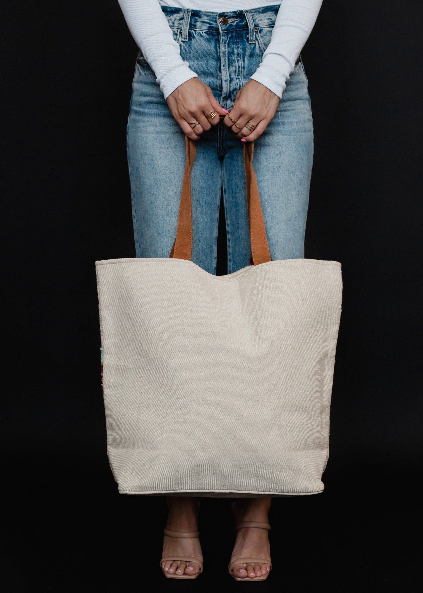 Beige, Brown & Red Aztec Tote