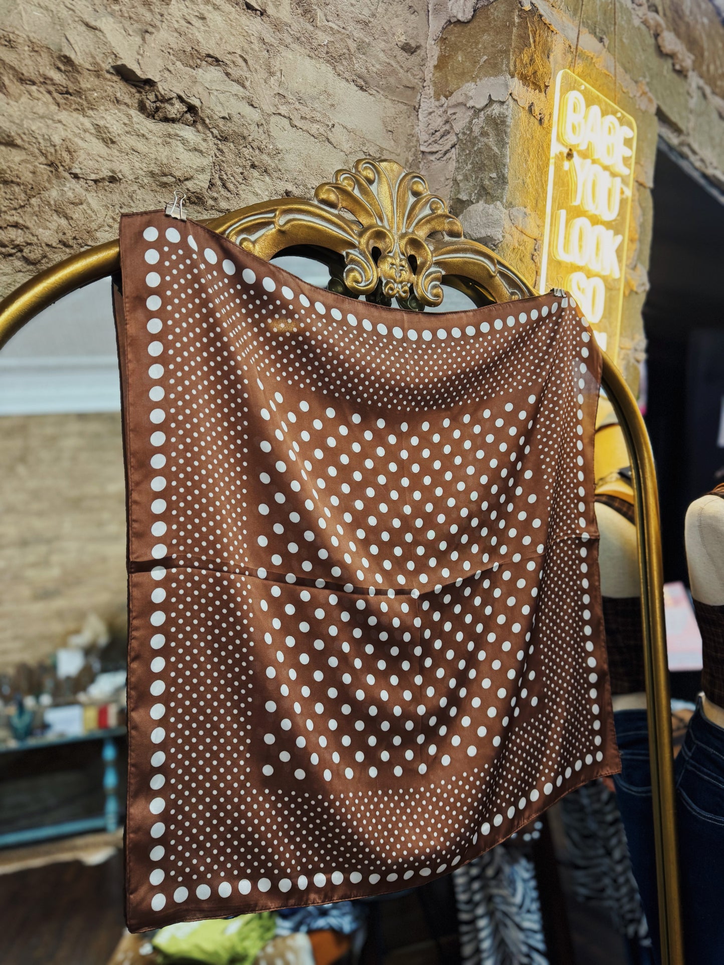Mocha Polka Dot Bandana