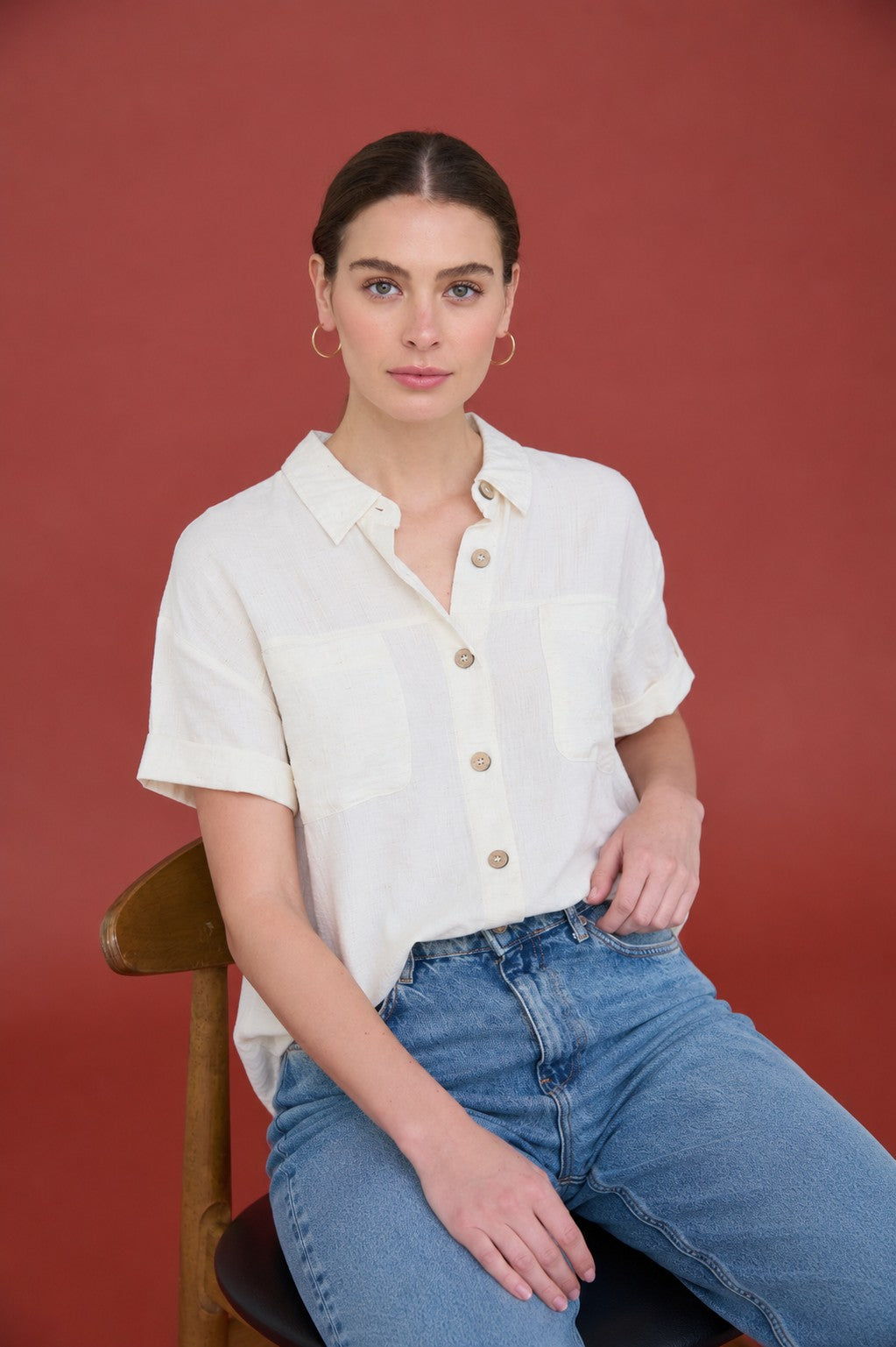 Coastal Cool Linen Button Top