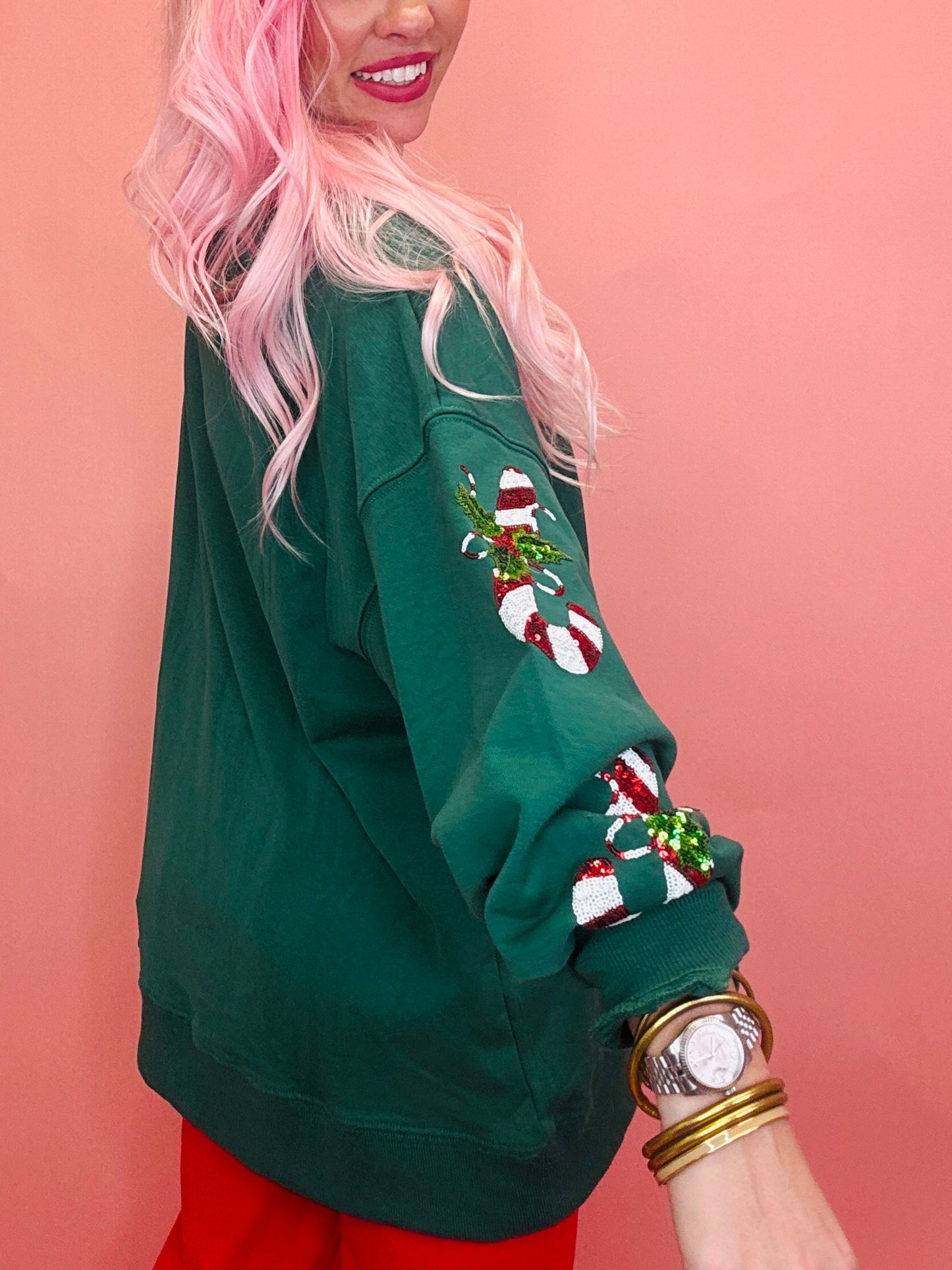 Candy Cane You Not Sequin Christmas Sweater