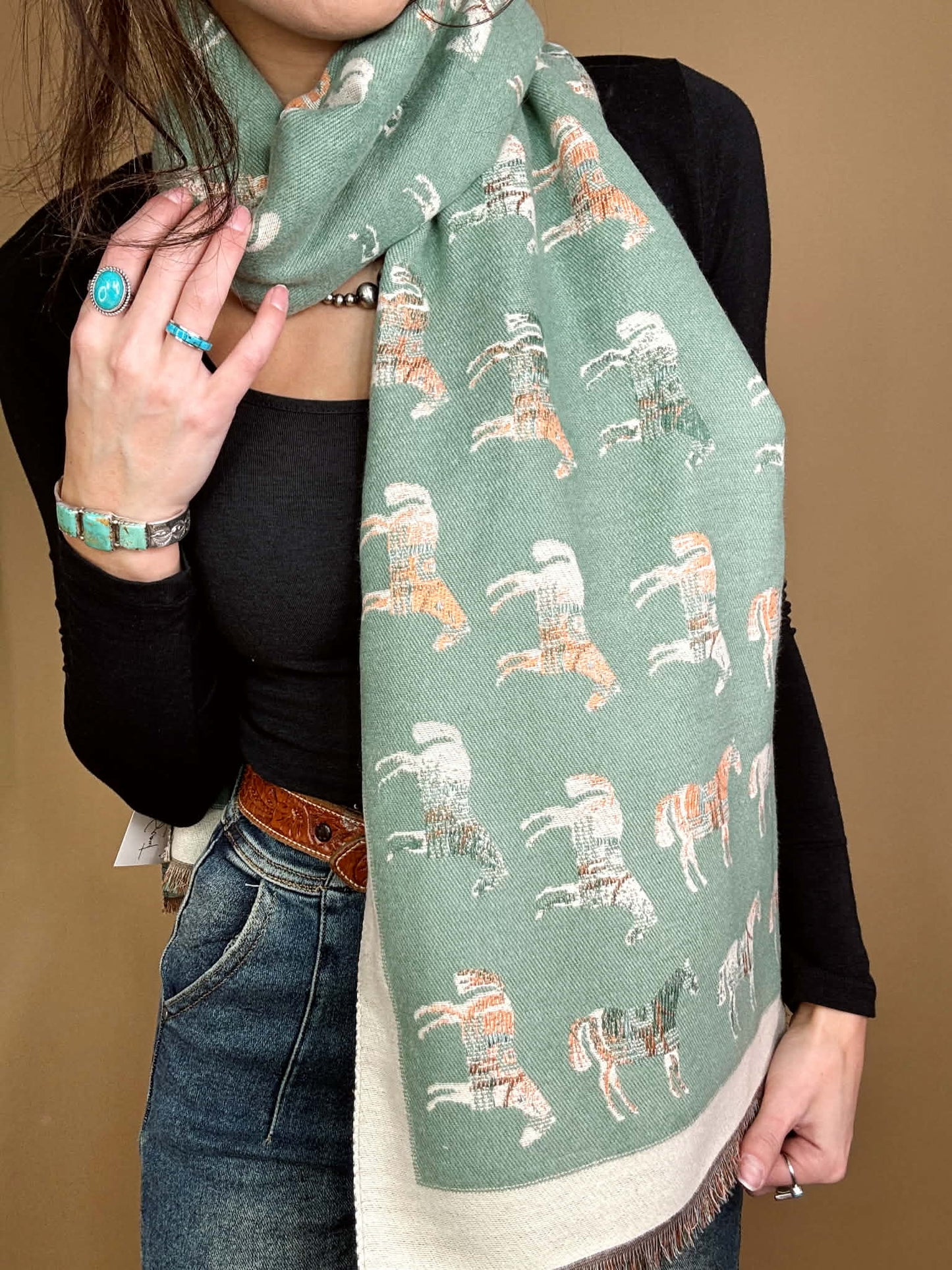 Winter Horses Western Scarf