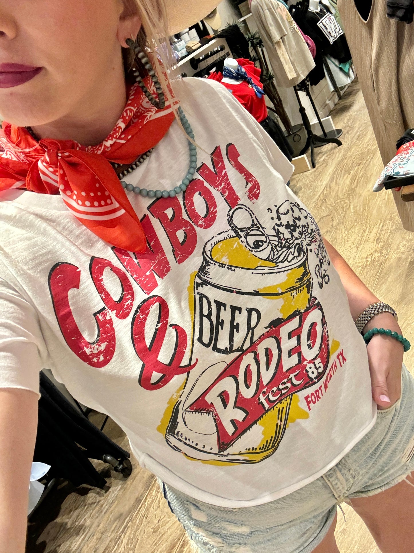 Cowboys and Beer Cropped Graphic Tee