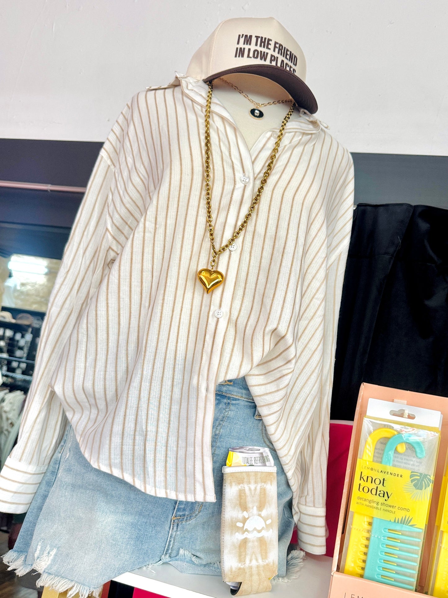 Just One More Stripe Button Up Top