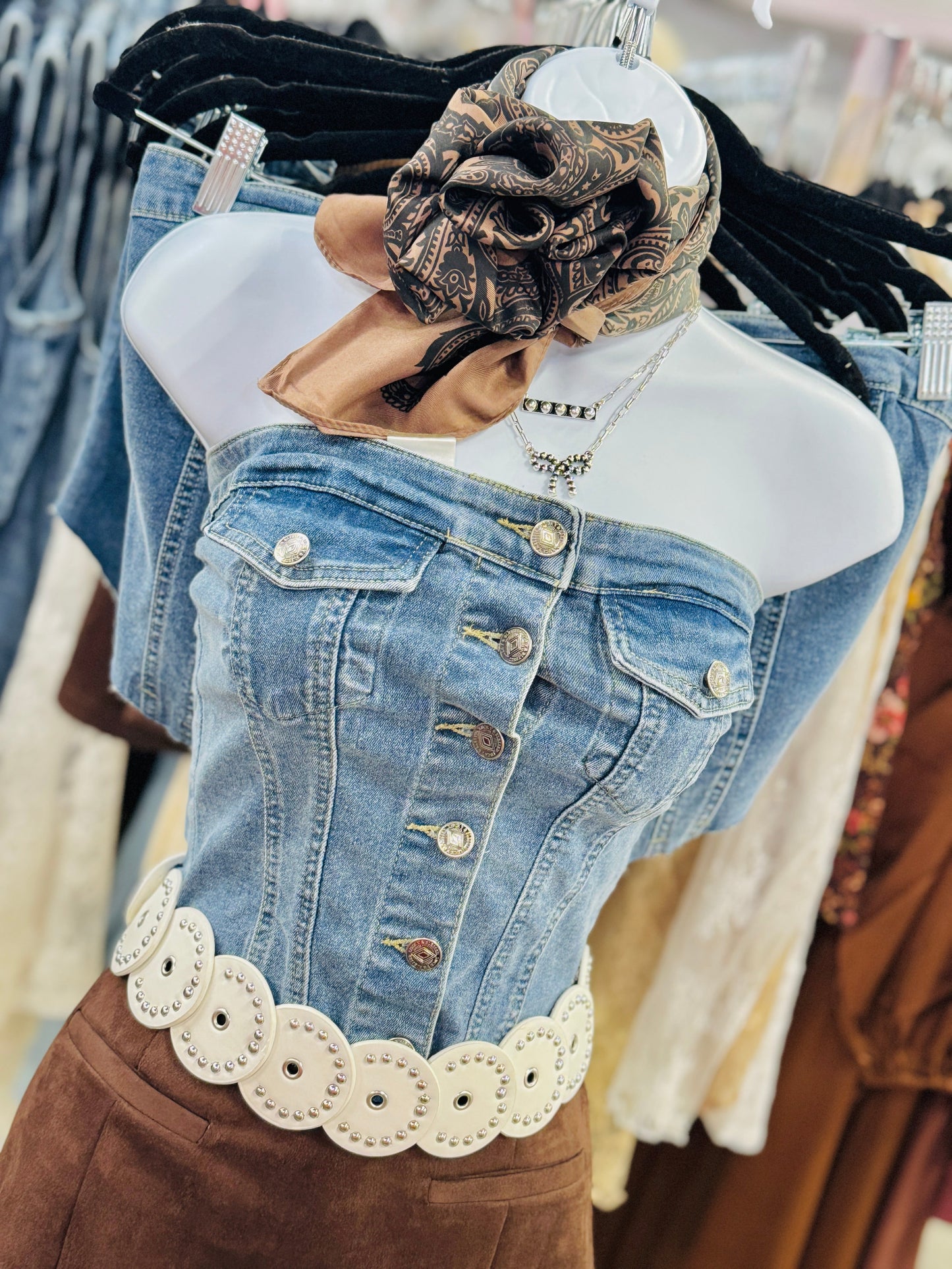 The Millie Button Down Denim Corset Top