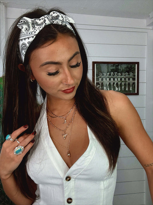 Blanco Paisley Headband