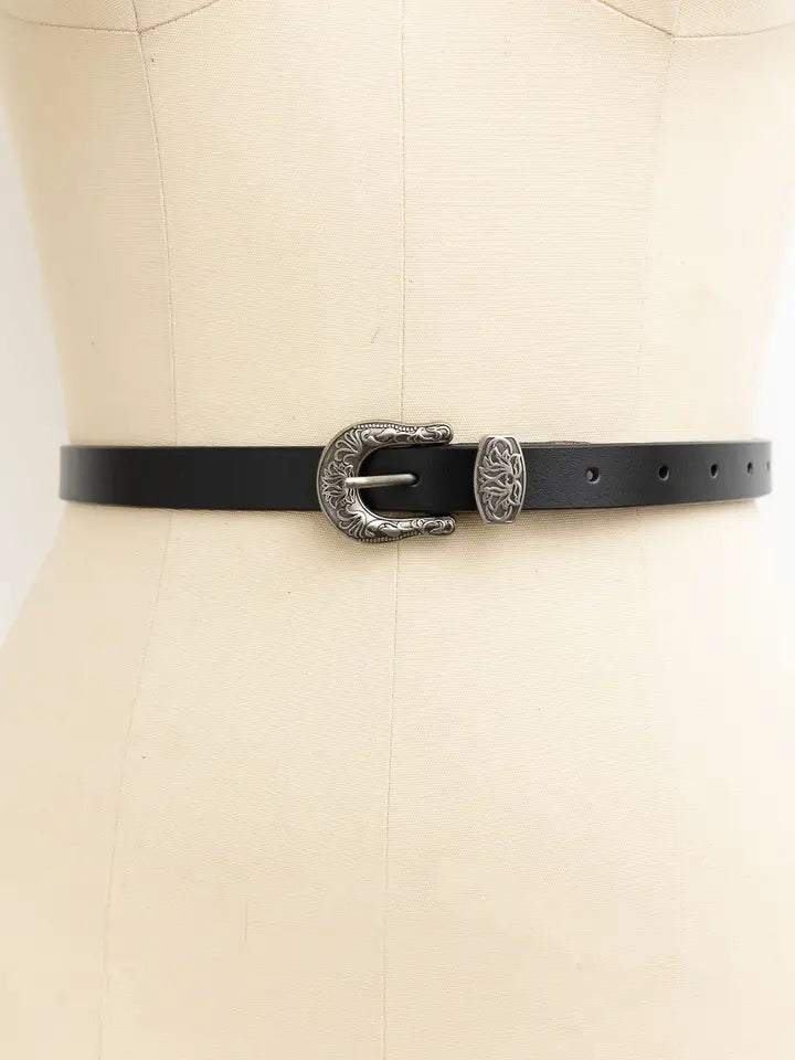 Western Style Skinny Leather Belt