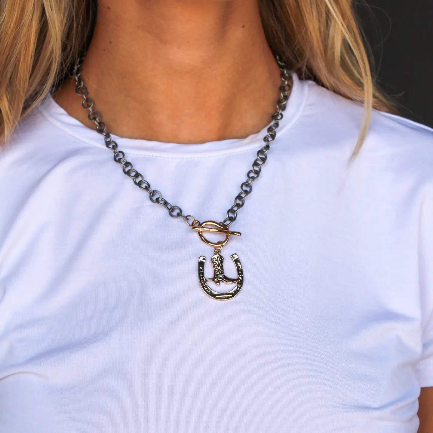 Lucky Horseshoe Toggle Necklace