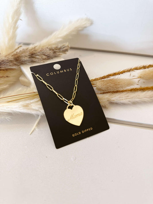 Mama's Heart Gold Necklace