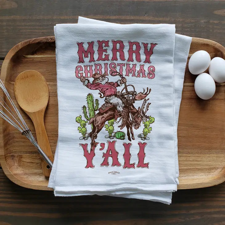 Merry Christmas Y'all Dish Towel