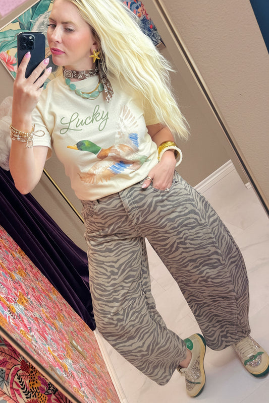 Zebra Babe Barrel Jeans