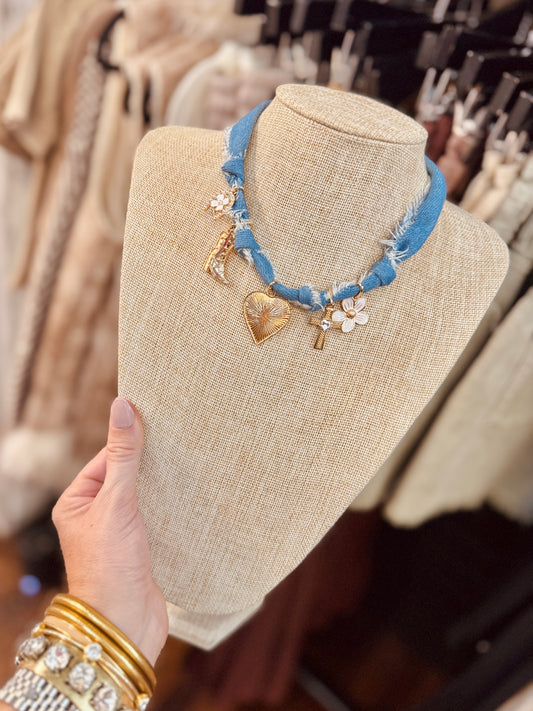 Denim Charm Necklace