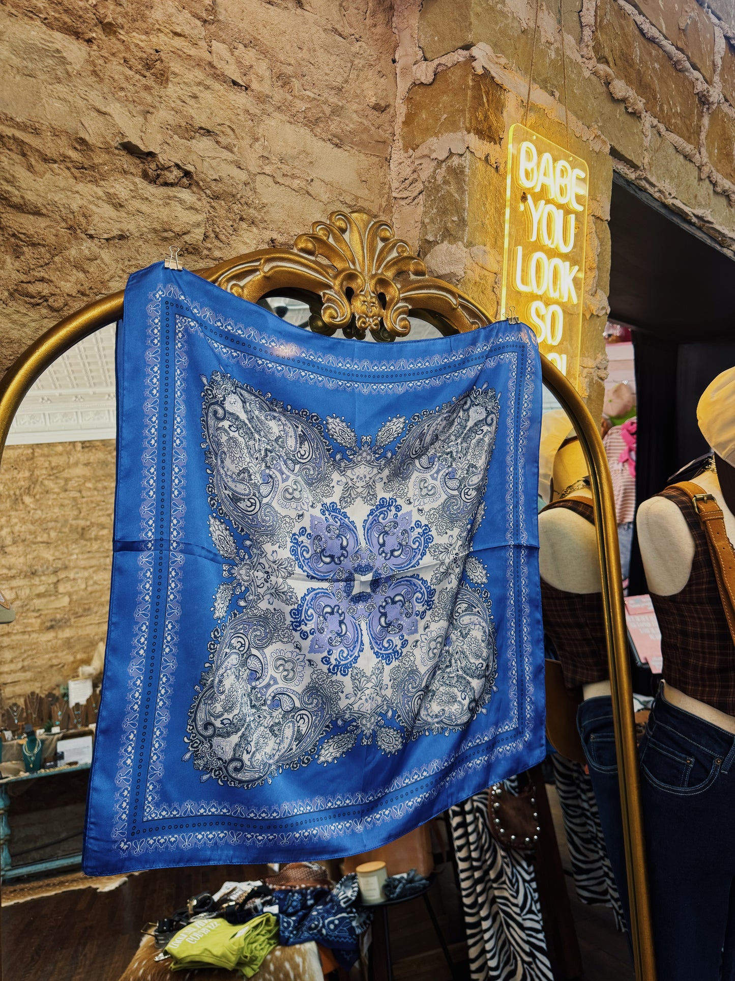 Ornate Sky Blue Bandana