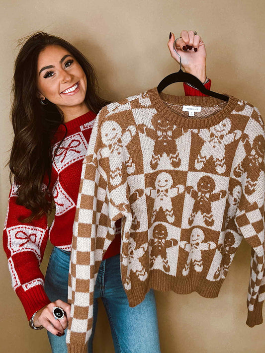 Gingerbread Checkered Sweater