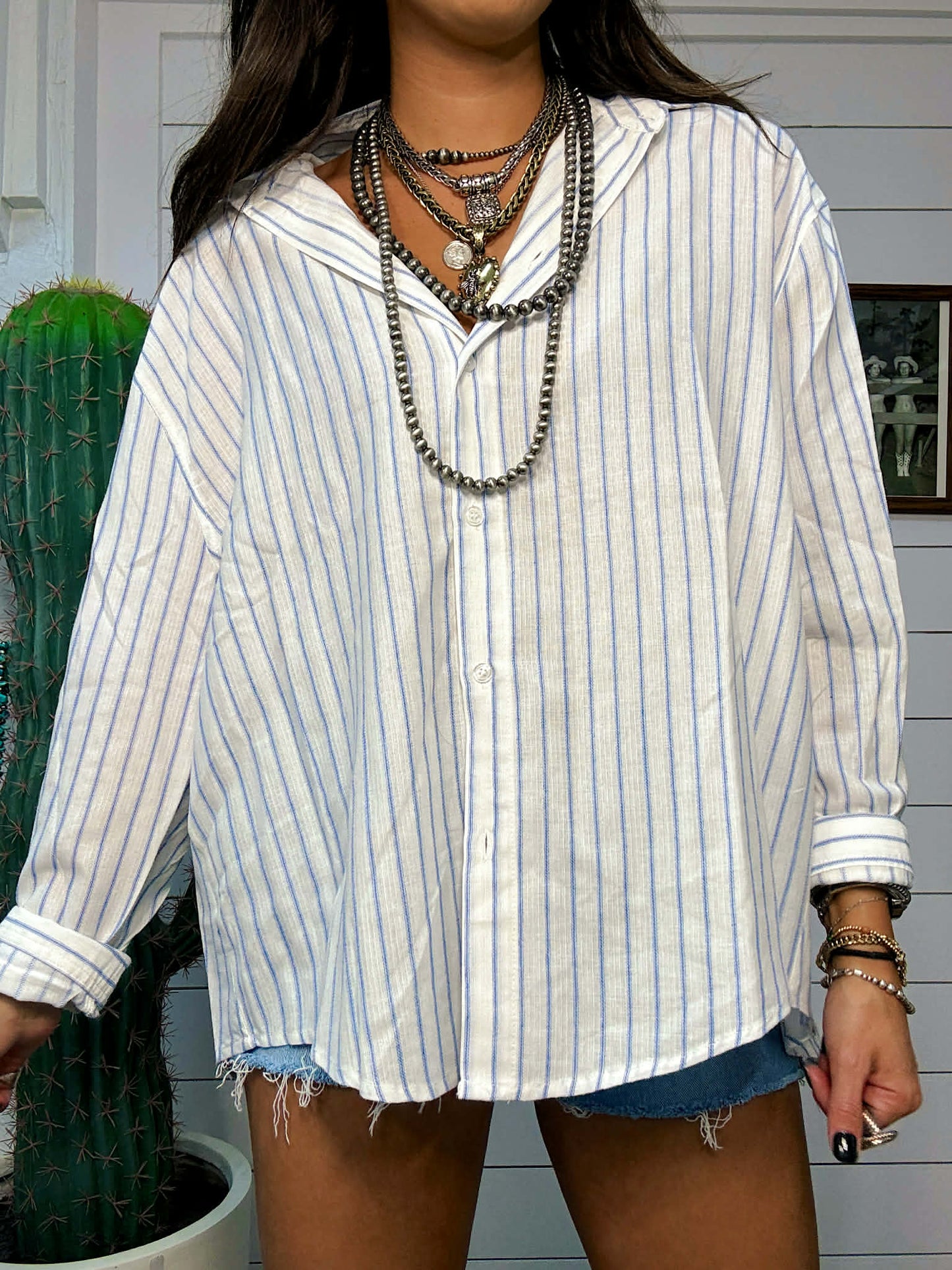 Just One More Stripe Button Up Top